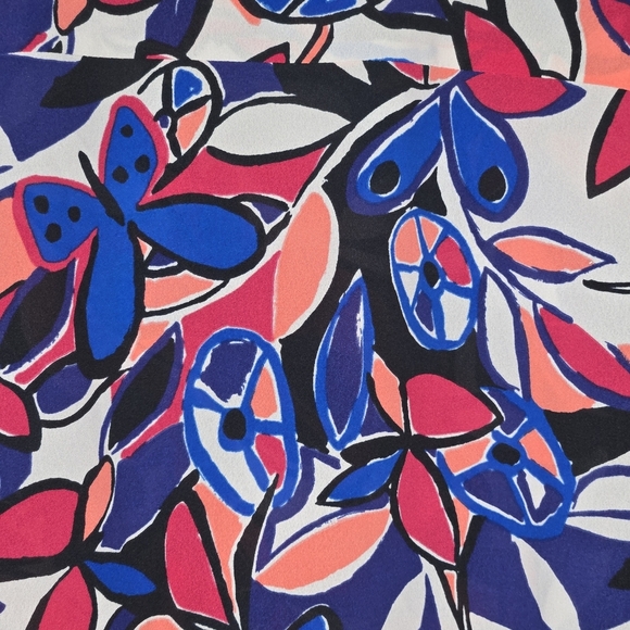 J Crew Women Colorful Butterfly Peace Print Boat Neck Blouse Size Small - Picture 4 of 8